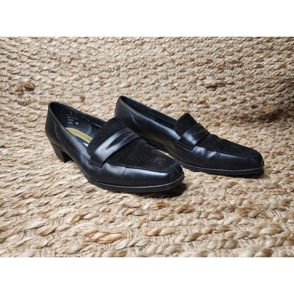 Mootsies Tootsies Leather Suede Black Loafers Flats Slip-On Business Work Size 8 - Picture 4 of 10